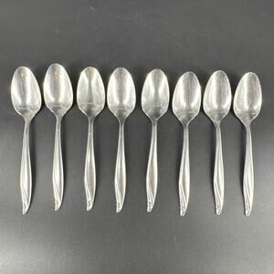 Wm A Rogers Oneida Surf Club Stainless Oval Teaspoons Lot of 8